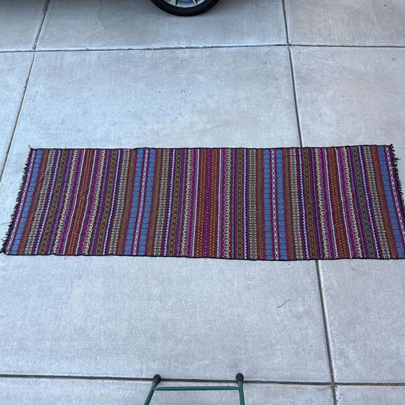 Rectangle Table Runner Tablecloth 34x110 Colorful Woven Thanksgiving Tablescape - Picture 7 of 12